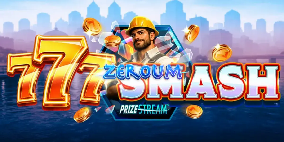 Interface do jogo 777 Smash com tema de demolição industrial